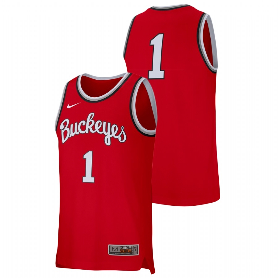 Ohio State Buckeyes Men's NCAA #1 Scarlet Replica College Basketball Jersey IKD0149RX